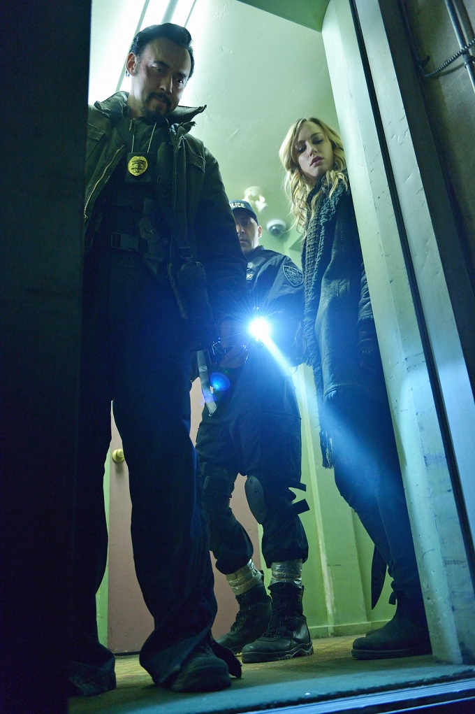 THE STRAIN -- "Quick and Painless" -- Episode 205 (Airs August 9, 10:00 pm e/p) Pictured: (l-r) Kevin Durand as Vasiliy Fet, Ruta Gedmintas as Dutch Velders.  CR: Michael Gibson/FX