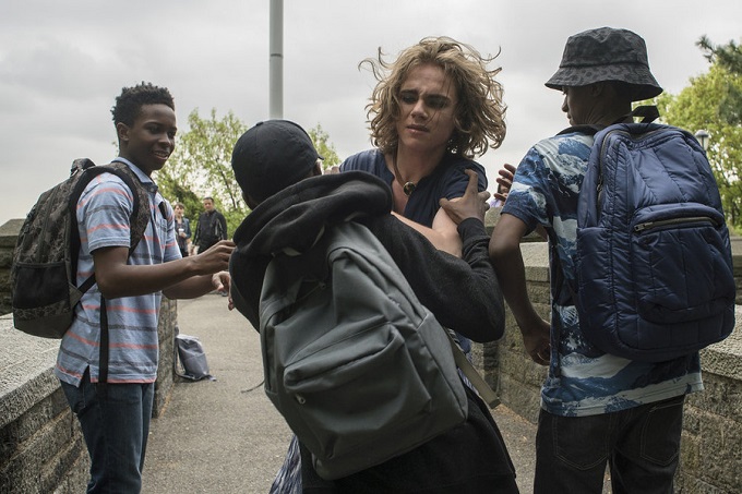 LAW & ORDER: SPECIAL VICTIMS UNIT -- "Transgender Bridge" Episode 17001 -- Pictured: (l-r) Dante Brown as Darius McCrae, Christopher Dylan White as Avery -- (Photo by: Michael Parmelee/NBC)