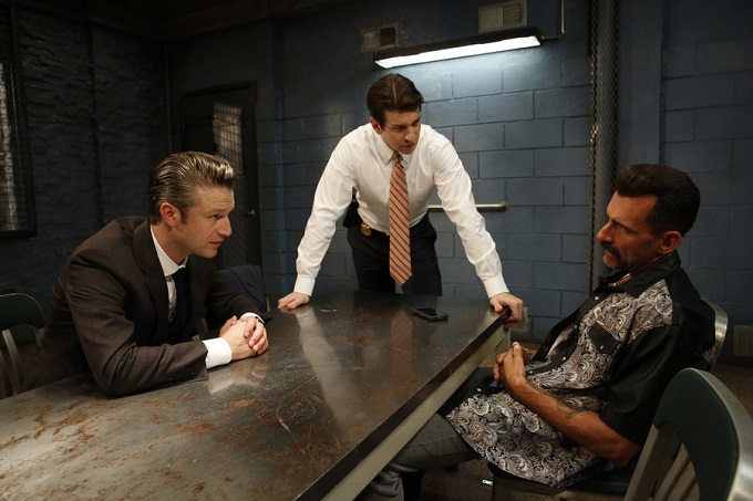 LAW & ORDER: SPECIAL VICTIMS UNIT -- "Maternal Instincts" Episode 17006 -- Pictured: (l-r) Peter Scanavino as Dominick "Sonny" Carisi, Andy Karl as Sgt. Mike Dodds, Wass Stevens as Slice -- (Photo by: Will Hart/NBC)