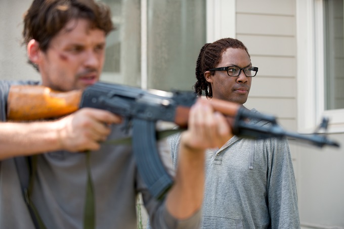 Austin Nichols as Spencer Monroe and Corey Hawkins as Heath - The Walking Dead _ Season 6, Episode 8 - Photo Credit: Gene Page/AMC
