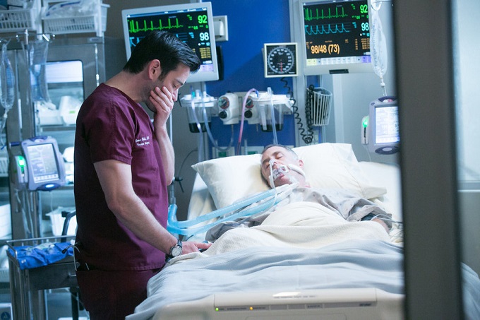 CHICAGO MED -- "Malignant" Episode 105 -- Pictured: (l-r) Colin Donnell as Dr. Connor Rhodes, David Eigenberg as Christopher Herrmann -- (Photo by: Elizabeth Sisson/NBC)