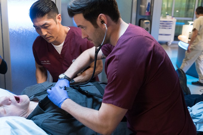 CHICAGO MED -- "Intervention" Episode 111 -- Pictured: (l-r) Brian Tee as Dr. Ethan Choi, Colin Donnell as Dr. Connor Rhodes -- (Photo by: Elizabeth Sisson/NBC)