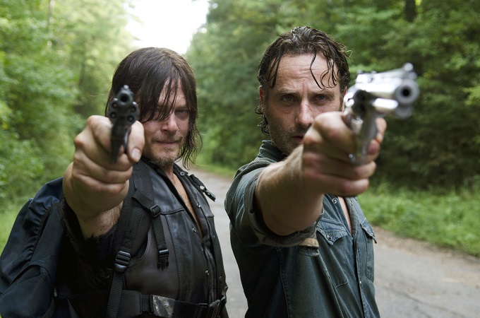 Andrew Lincoln as Rick Grimes and Norman Reedus as Daryl Dixon - The Walking Dead _ Season 6, Episode 10 - Photo Credit: Gene Page/AMC
