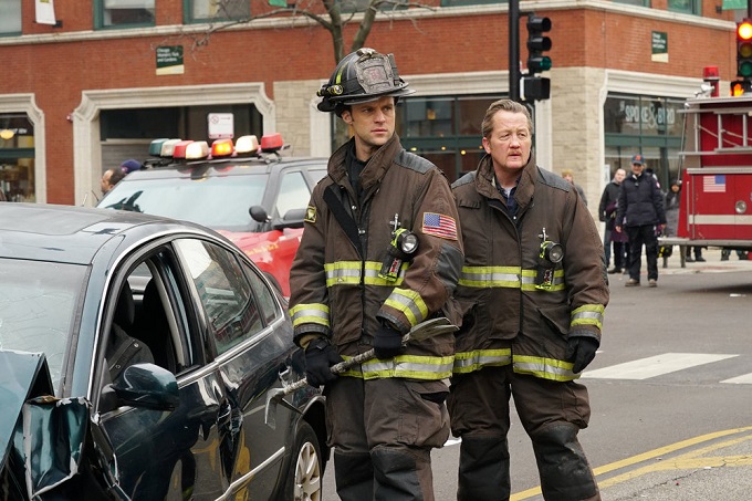 CHICAGO FIRE -- "Two Ts" Episode 416 -- Pictured: (l-r) Jesse Spencer as Matthew Casey, Christian Stolte as Randy "Mouch" McHolland -- (Photo by: Elizabeth Morris/NBC)