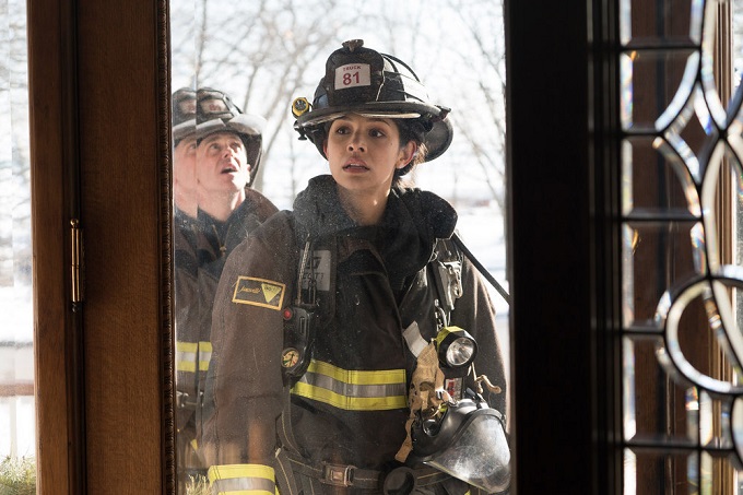 CHICAGO FIRE -- "What Happened to Courtney" Episode 417 -- Pictured: (l-r) David Eigenberg as Christopher Herrmann, Miranda Rae Mayo as Stella Kidd -- (Photo by: Elizabeth Morris/NBC)