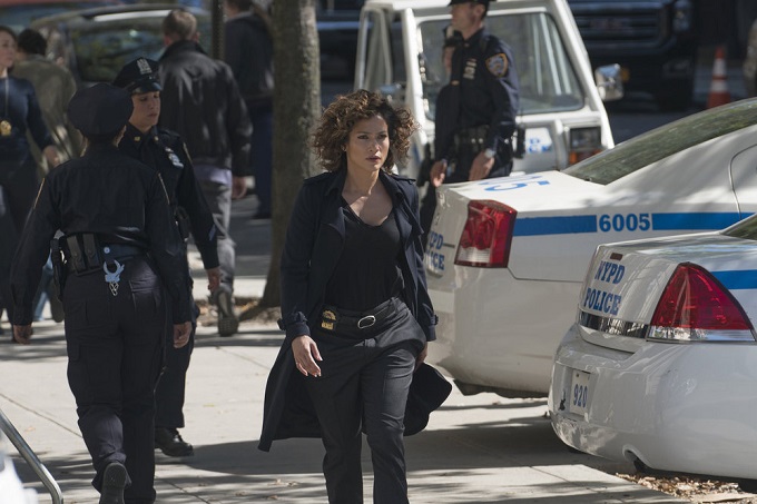 SHADES OF BLUE -- "What Devil Do" Episode 110 -- Pictured: Jennifer Lopez as Det. Harlee Santos -- (Photo by: Michael Parmelee/NBC)