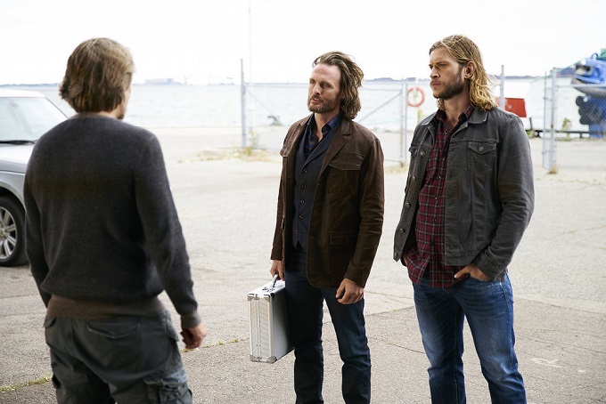 BITTEN -- "A Quiet Dog" Episode 304 -- Pictured: (l-r) Greg Bryk as Jeremy Danvers, Greyston Holt as Clay Danvers -- (Photo by: Shane Mahood/Syfy/She-Wolf Season 3 Productions)