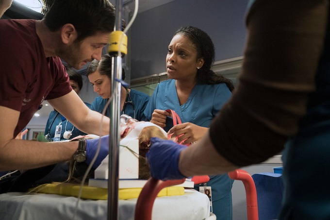 CHICAGO MED -- "Hearts" Episode 114 -- Pictured: (l-r) Colin Donnell as Connor Rhodes, Marlyne Barrett as Maggie Lockwood -- (Photo by: Elizabeth Sisson/NBC)