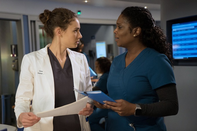 CHICAGO MED -- "Us" Episode 113 -- Pictured: (l-r) Rachel DiPillo as Sarah Reese, Marlyne Barrett as Maggie Lockwood -- (Photo by: Elizabeth Sisson/NBC)