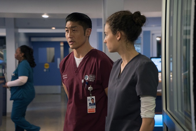 CHICAGO MED -- "Us" Episode 113 -- Pictured: (l-r) Brian Tee as Ethan Choi, Rachel DiPillo as Sarah Reese -- (Photo by: Elizabeth Sisson/NBC)