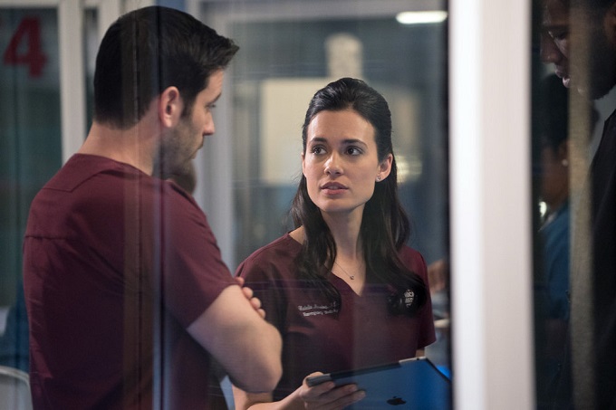 CHICAGO MED -- "Us" Episode 113 -- Pictured: (l-r) Colin Donnell as Connor Rhodes, Torrey DeVitto as Natalie Manning -- (Photo by: Elizabeth Sisson/NBC)