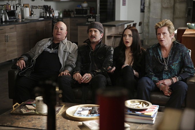 Sex&Drugs&Rock&Roll - "All That Glitters is Gold" -- Ep 201 (Airs Thursday, June 30, 10:00 pm e/p) -- Pictured: (l-r) Robert Kelly as Bam Bam, John Ales as Rehab, Elizabeth Gillies as Gigi, Denis Leary as Johnny Rock. CR. Patrick Harbron/FX