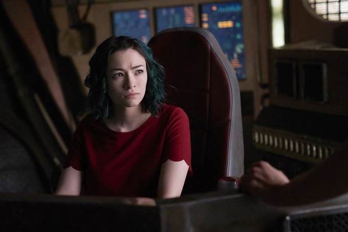 DARK MATTER -- "Take the Shot" Episode 210 -- Pictured: Jodelle Ferland as Five -- (Photo by: Russ Martin/Prodigy Pictures/Syfy)