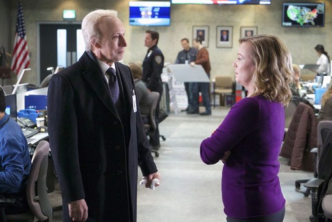 THE STRAIN -- "Bad White" -- Episode 302 -- (Airs Sunday, September 4, 10:00 pm e/p) Pictured: (l-r) Jonathan Hyde as Eldritch Palmer, Samantha Mathis as Justine Faraldo. CR: Michael Gibson/FX