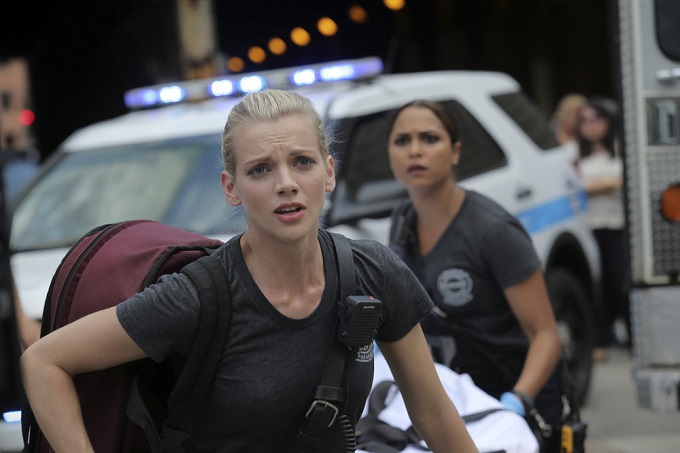CHICAGO FIRE -- "A Real Wake-up Call" Episode 502 -- Pictured: Kara Killmer as Sylvie Brett -- (Photo by: Parrish Lewis/NBC)