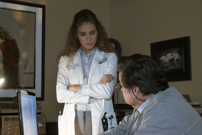 CHICAGO MED -- "Brother's Keeper" Episode 204 -- Pictured: (l-r) Rachel DiPillo as Sarah Reese, Oliver Platt as Daniel Charles -- (Photo by: Elizabeth Sisson/NBC)