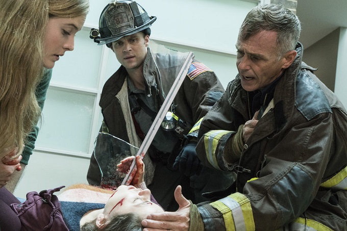CHICAGO FIRE -- "That Day" Episode 506 -- Pictured: (l-r) Jesse Spencer as Matthew Casey, David Eigenberg as Christopher Herrmann -- (Photo by: Elizabeth Morris/NBC)