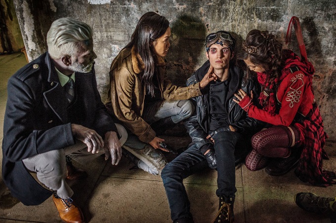 Z NATION -- "Everybody Dies In The End" Episode 315 -- Pictured: (l-r) Keith Allan as Murphy, Sydney Viengluang as Sun Mei, Nathaniel "Nat" Zang as 10K, Natalie Jongjaroenlarp as Red -- (Photo by: Frank Schaefer/Go2 Z/Syfy)
