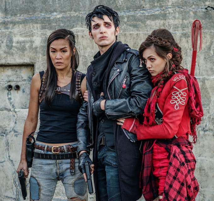 Z NATION -- "Everybody Dies In The End" Episode 315 -- Pictured: (l-r) Sydney Viengluang as Sun Mei, Nathaniel "Nat" Zang as 10K, Natalie Jongjaroenlarp as Red -- (Photo by: Frank Schaefer/Go2 Z/Syfy)