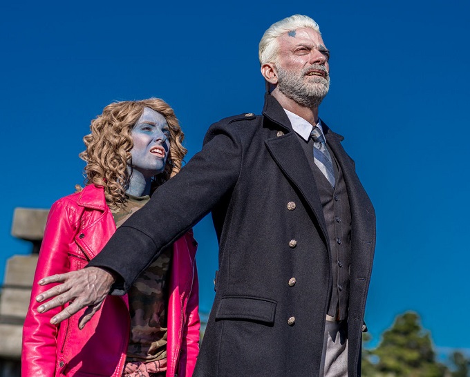 Z NATION -- "Everybody Dies In The End" Episode 315 -- Pictured: (l-r) Caitlin Carmichael as Lucy, Keith Allan as Murphy -- (Photo by: Frank Schaefer/Go2 Z/Syfy)