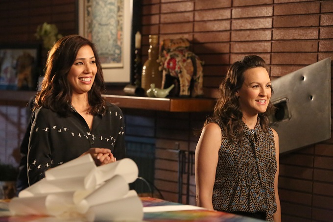 BONES: L-R: Michaela Conlin and guest star Carla Gallo in the "The Brain in the Bot" episode of BONES airing Tuesday, Jan. 10 (9:01-10:00 PM ET/PT) on FOX. ©2016 Fox Broadcasting Co. Cr: Patrick McElhenney/FOX