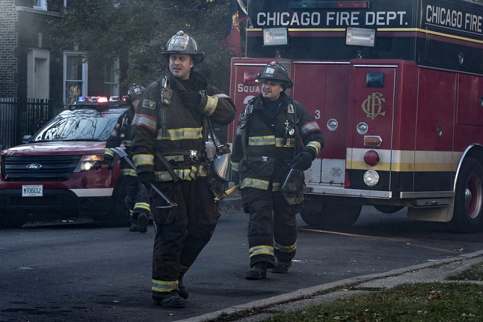 CHICAGO FIRE -- "Who Lives and Who Dies" Episode 511 -- Pictured: (l-r) Taylor Kinney as Kelly Severide, Joe Minoso as Joe Cruz -- (Photo by: Elizabeth Morris/NBC)