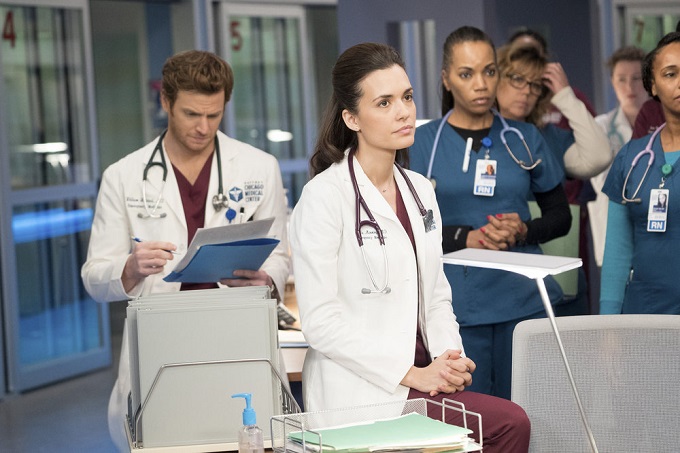 CHICAGO MED -- "Cold Front" Episode 214 -- Pictured: (front) Torrey DeVitto as Natalie Manning -- (Photo by: Elizabeth Sisson/NBC)