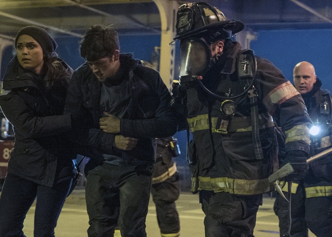 CHICAGO FIRE -- "Deathtrap" Episode 516 -- Pictured: (l-r) Monica Raymund as Gabriela Dawson, Christian Stolte as Randall McHolland -- (Photo by: Elizabeth Morris/NBC)