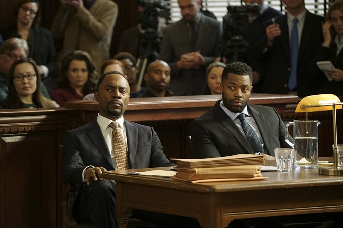 CHICAGO JUSTICE -- "Uncertainty Principle" Episode 107 -- Pictured: (l-r) Richard Brooks as Paul Robinette, LaRoyce Hawkins as Kevin Atwater -- (Photo by: Elizabeth Morris/NBC)