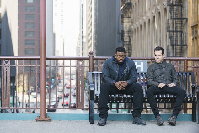 CHICAGO JUSTICE -- "Uncertainty Principle" Episode 107 -- Pictured: (l-r) LaRoyce Hawkins as Kevin Atwater, Jon Seda as Antonio Dawson -- (Photo by: Parrish Lewis/NBC)